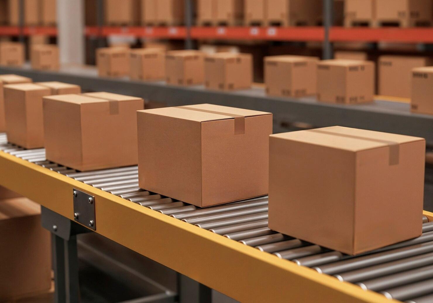 corrugated boxes bulk packaging India conveyor dispatch line